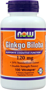 Гинкго Билоба NOW Double Strength Ginkgo Biloba Экстракт листьев гинкго билоба двойной силы для поддержки когнитивной функции 120 мг 100 растительных капсул