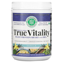 Грин Фудс Корпорэйшн, True Vitality, растительный протеиновый коктейль с ДГК, ваниль, 714 г (25,2 унции)