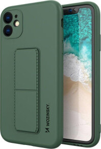 Wozinsky Wozinsky Kickstand Case elastyczne silikonowe etui z podstawką iPhone 12 Pro ciemnozielony