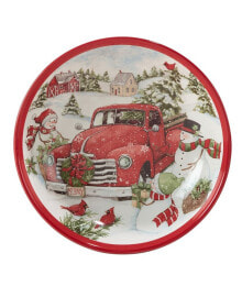 Red Truck Snowman Serving Bowl