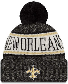 Мужская шапка серая вязаная New Era ONF18 Sport Knit Bobble Hat New Orleans Saints Black