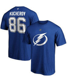 Купить мужские футболки и майки Fanatics: Men's Nikita Kucherov Blue Tampa Bay Lightning Team Authentic Stack Name and Number T-shirt