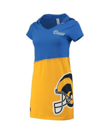 Refried Apparel women's Royal and Gold Los Angeles Rams Hooded Mini Dress