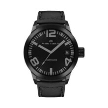 Мужские наручные часы с ремешком Мужские наручные часы с черным кожаным ремешком  Marc Coblen MC42B