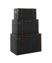 Rosemary Lane wood Traditional Trunk, Set of 3