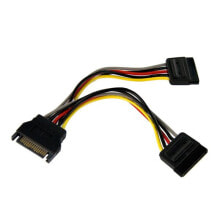 Компьютерные кабели и коннекторы внутренний силовой кабель  6in SATA Power Y Splitter Cable Adapter - M/F, 0.15 m, SATA 15-pin, 2 x SATA 15-pin, Male, Female, Straight