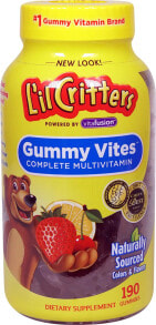 Витаминно-минеральные комплексы L'il Critters Gummy Vites Мультивитамины для детей с фруктовым вкусом 190 мармеладных мишек