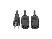 Купить компьютерные кабели и коннекторы Tripp Lite: Tripp Lite Universal Power Extension Cord Y Splitter Cable (NEMA 5-15P to 2x IEC