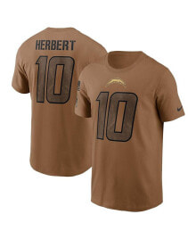 Nike men's Justin Herbert Brown Distressed Los Angeles Chargers 2023 Salute To Service Name and Number T-shirt
