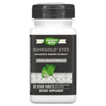 Растительные экстракты и настойки nature's Way, Ginkgold Eyes, 60 Vegan Tablets