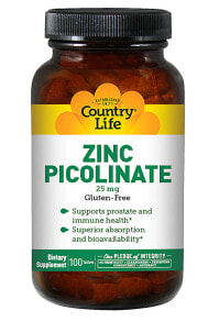 Цинк country Life Zinc Picolinate Пиколинат цинка 25 мг 100 таблеток