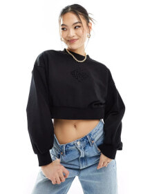 Купить женские толстовки и свитшоты The Couture Club: The Couture Club co-ord cropped emblem sweatshirt in black