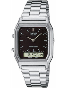 Мужские наручные электронные часы с серебряным браслетом CASIO AQ-230A-1DMQYES Collection 28mm