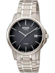 Мужские наручные часы с серебряным браслетом Boccia 3633-07 mens watch titanium 40mm 10ATM