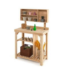 SUGIFT garden Wooden Potting Table Workstation with Storage Shelf
