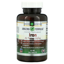Железо Amazing Nutrition, Iron As Ferrous Sulfate, 65 mg, 240 Tablets