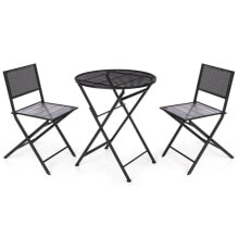 Table set with 2 chairs Black