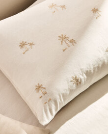 Pillowcase with embroidered palm trees