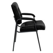 Flash Furniture black Leather Executive Side Reception Chair With Titanium Frame Finish