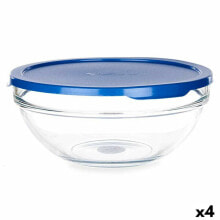 Round Lunch Box with Lid Chefs Blue 1,7 L 20,5 x 9 x 20,5 cm (4 Units)