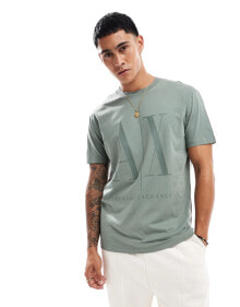 Armani Exchange – T-Shirt in Grün mit Logo auf der Brust