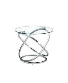 Simplie Fun luxurious 80cm Clear Glass Coffee Table with Sleek Metal Base