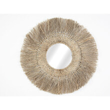 Wall mirror Romimex Natural Natural Fibre 85 x 85 x 3 cm Circular