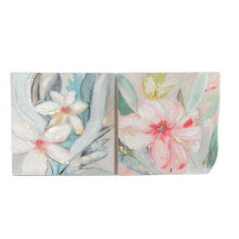 Painting DKD Home Decor 80 x 3,5 x 80 cm Flowers Shabby Chic (2 Units)