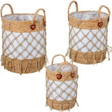 Set of Baskets Alexandra House Living 03792 White wicker Rattan Natural Fibre (3 Units)