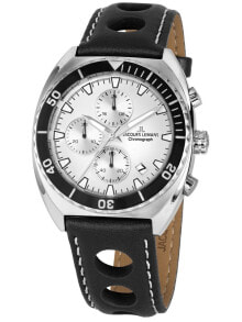 Мужские наручные часы с черным кожаным ремешком Jacques Lemans 1-2041B Serie 200 Chronograph 40mm 10ATM