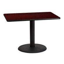 Flash Furniture 30'' X 42'' Rectangular Mahogany Laminate Table Top With 24'' Round Table Height Base