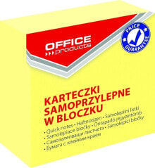 Канцелярский набор для школы Office Products Mini kostka samoprzylepna OFFICE PRODUCTS, 50x50mm, 1x400 kart., pastel, jasnożółta