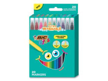 BIC Kids Ultra Washable Markers, Medium Bullet Tip, Assorted Colors, 20/Pack