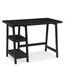 Simplie Fun contemporary Wood Writing Desk with Storage, Black