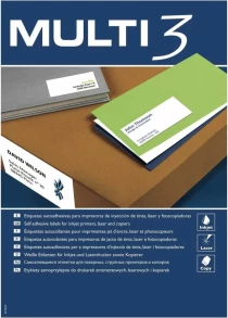 Adhesive labels MULTI 3 White Upright 100 Sheets 500 Sheets 52,5 x 29,7 mm