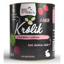 Купить влажные корма для собак SYTA MICHA: Влажный корм SYTA MICHA Junior Rabbit with beetroot and raspberries 800 g