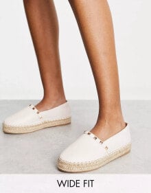 Truffle Collection Wide Fit studded espadrille shoes in beige купить в аутлете