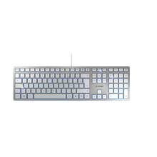 Клавиатуры клавиатура CHERRY KC 6000 Slim  USB AZERTY Французский Серебряный, Белый JK-1600FR-1