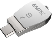 Emtec T250B USB флеш накопитель 8 GB USB Type-A / Micro-USB 2.0 Нержавеющая сталь ECMMD8GT252B