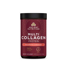 Коллаген ancient Nutrition Multi Collagen Protein Мультиколлагеновый комплекс с коллагеном типов I, II, III, V, X, витамином С и пробиотиками 226 г со вкусом клубничного лимонада