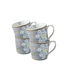 Laura Ashley heritage Collectables 10 Oz Midnight Pinstripe Mugs in Gift Box, Set of 4