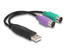 Delock 61051 - 0.17 m - 2x 6-p Mini-DIN - USB A - Female - Male - Black - Green - Purple
