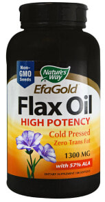Рыбий жир и Омега 3, 6, 9 Nature's Way EfaGold Flax Oil High Potency Льняное масло холодного отжима 1300 мг 100 гелевых капсул
