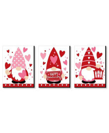 Big Dot of Happiness valentine Gnomes -Valentine's Day Wall Art - 7.5 x 10 inches - Set of 3