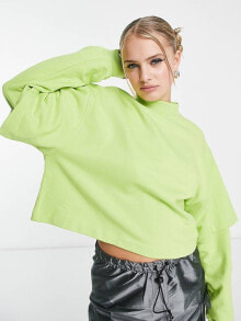 Женские свитшоты aSOS DESIGN boxy sweatshirt with double layer in lime
