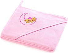 Детское полотенце Caretero с капюшоном, медвежонок, розовый цвет, 100х100 см