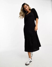 Купить женские платья In Wear: In Wear puff sleeve midi dress in black