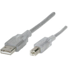 Renkforce RF-4538144 - 1.8 m - USB A - USB B - USB 2.0 - 480 Mbit/s - Transparent