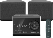 SILVA-Schneider SMP 360 BT Micro HiFi System with Bluetooth, 100 Watt, Stereo Boxes, USB Connection with Remote Control, Black, 200008