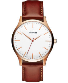 Мужские наручные часы с коричневым кожаным ремешком MVMT Mens The 40 Tan Leather Strap Watch 40mm